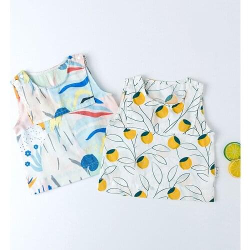 Summer New Girls Cartoon Lemon Loose Shirt Comfortable Vintage Printed Shirt Sleeveless Shirt Kids Blouse Shirts for Girls