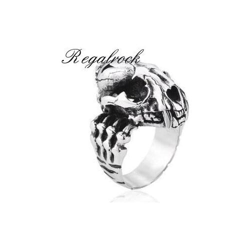 Regalrock Fashion 3D Moveable Dinosaur Skull La Brea Tar Pits Smilodon Ring