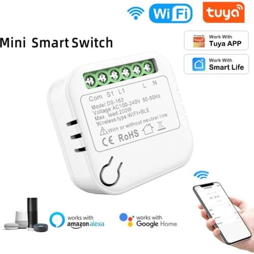 Tuya Smart Switch Module 100-240V WiFi+Bluetooth Dual Mode Wireless Light Switch Relay Compatible With Alexa Google Home DIY