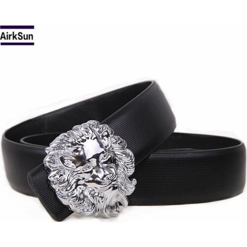 2017 new hot designer belts men high quality solid alloy buckle luxury 100% real full grain genuine leather lion ceintures eagle