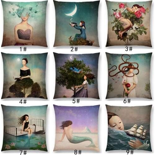New Elegant Lady Lovely Girl Shakespeare Fantasy Painting Moon Night Swan Dream Trees Cushion Cover Sofa Throw Pillow Case
