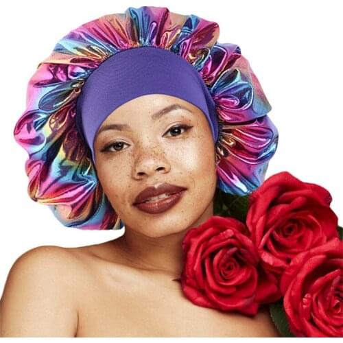 New Laser Pattern Bonnet With Elastic Band Night Sleep Cap For Women Fashion Hair Care Chemo Cap Soft Headcover