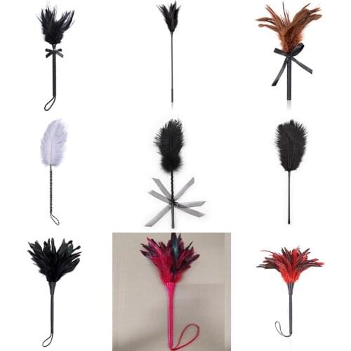 Sexy Feather Brush Tease Stick Flogger Whips Fetish SM Adult Games Cosplay Exciting Performance Sticks Spank Paddle Accessories