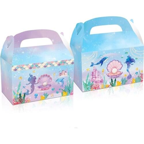 Mermaid Theme Party Gift Box Little Mermaid Party Decorations for Girl Candy Bags Under the sea Ocean Baby Shower Party Supplies