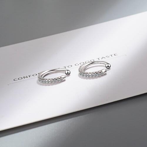 Simple Small Korean Crystal Clip Earrings For Women Zircon Earing Without Hole Jewelry Fake Earrings Single Ear Bone Clip Earing