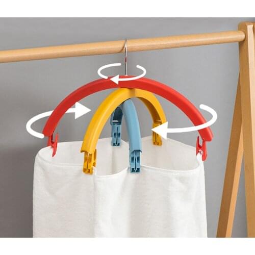 Rainbow Rotating Drying Racks with Clip Three-layer Bed Sheet Drying Rack Seamless Wide-shoulder Clothes Hanger with Pants Clip