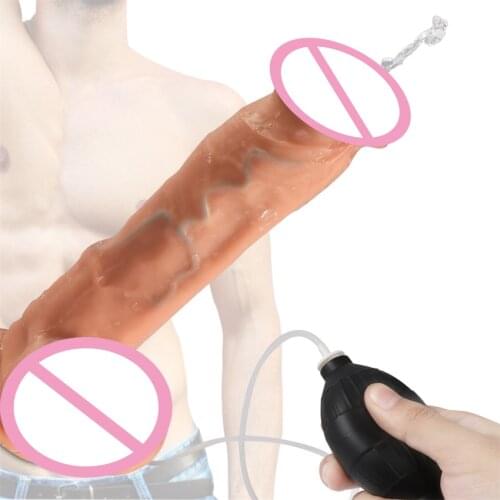 9.44" Realistic Squirting Dildo G-spot Ejaculating Dildo with Enema Bulb Big Anal Dildo Strap on Huge Dildo Suction Cup Dildo