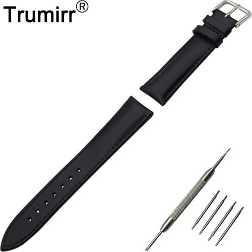 Genuine Leather Watch Band 22mm for Pebble Time / Steel Stainless Buckle Strap Wrist Belt Bracelet Black Brown + Spring Bar