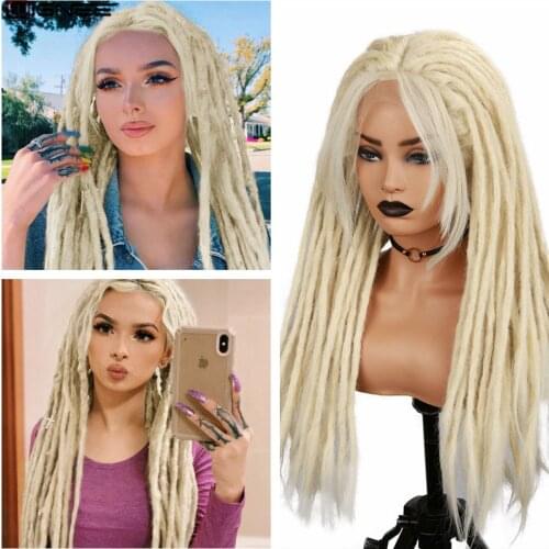 Wignee Blonde Dreadlock Synthetic Wig Hand-woven dirty braided headgear Lace Front Wigs Braiding Crochet For Black Women Hair