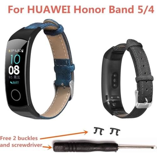 Smartwatch Smart Watch Strap Band Denim Bracelet Metal Case Wristband Strap Watch Band For Huawei Honor Band 5/4 Watches