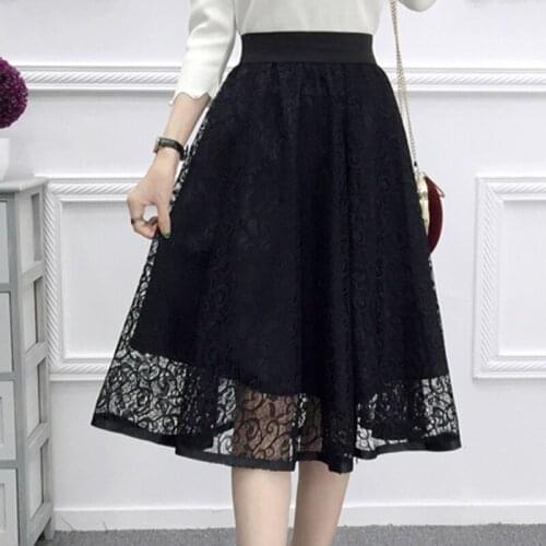 Skirts Womens Summer Lace Mesh Skirt Korean Sexy Tulle Transparent Beach Cover Up High Waist Short Pencil Black White Skirt