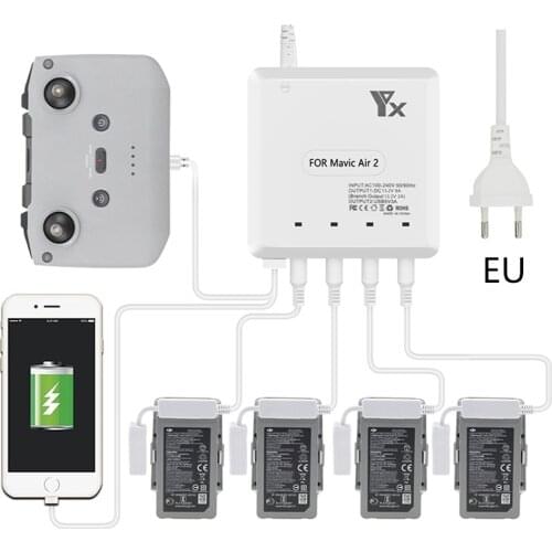 Charger for DJI Air 2s /Mavic Air 2 6 in 1 Intelligent Fast Charging Hub Multi Battery Charger with Power Cord
