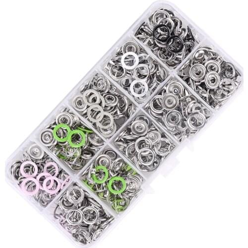 100 Sets For 9.5mm Solid Metal Prong Snap Buttons Clamps Press Rivets Poppers Children' s Sliders Buckle+1 boxex