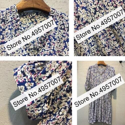 Ladies V Neckline Short Sleeve Elastic Waist Floral Printed Short Dress