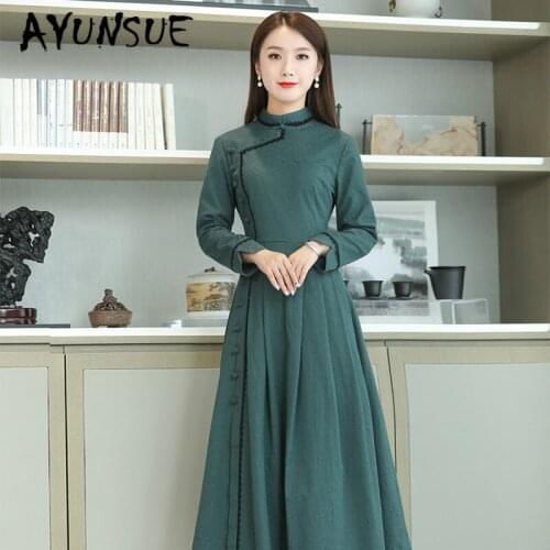 Spring Autumn Dress Women Clothes 2020 Long Dresses Party Dress Vintage Dress Elegant Vestidos Robe Femme R18F9389 YY2446