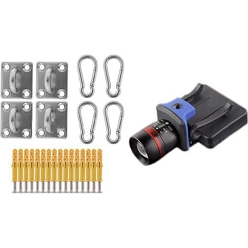 1 Pcs XPE LED 120 Lumen 3 Modes Light Lamp Black & 1 Set Suspended Ceiling Wall Mount Hooks