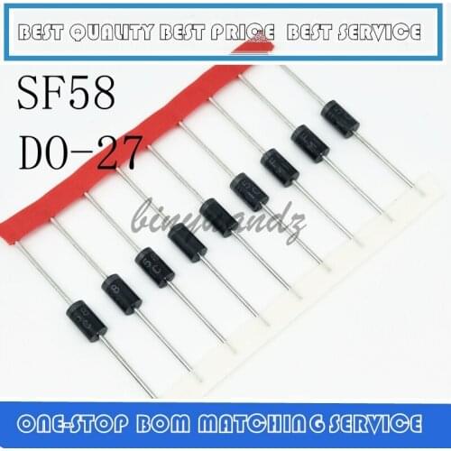 10PCS SF 58 5A 1000V super fast recovery diode SF58 direct plug in spot DO-27