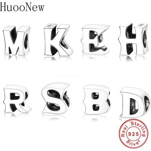2019 For Family Friend Gift Name Alphabet Carta A-Z Letter Beads Fit Original pan Charms Bracelet 925 Sterling Silver Bangle