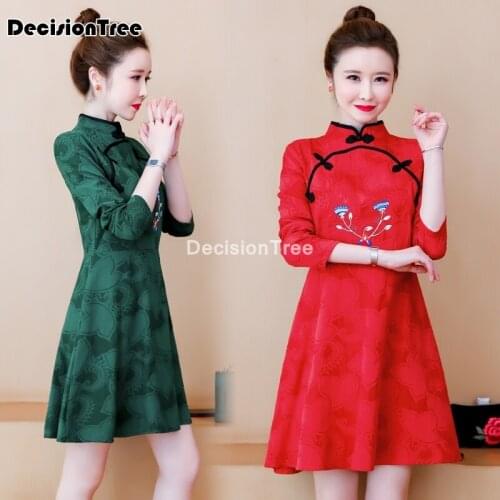 2021 chinese dress loose traditional qipao dress cheongsam women qipao robe vintage floral print chiffon long dress party dress