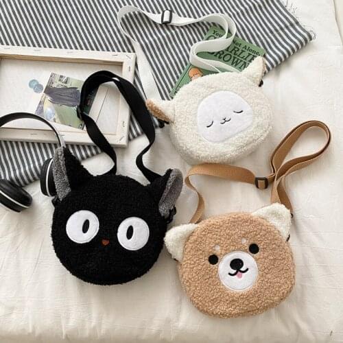 2021 Cute Cartoon Plush Shoulder Bag Autumn Winter Student Purse Female Messenger Bags