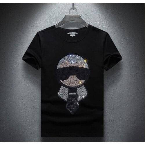 2021 Buddha Rhinestones T Shirts Men Short Sleeve Fashion Man Streetwear O Neck Mercerized Cotton Tshirts Plus Size