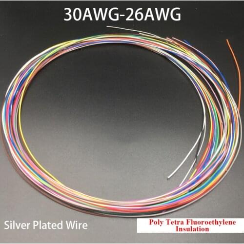 30AWG 28AWG 26AWG Multicolor Rubber PTFE Insulation Silver Plated Copper OFC STRANDED Audio Cable Signal Line Earphone Wire