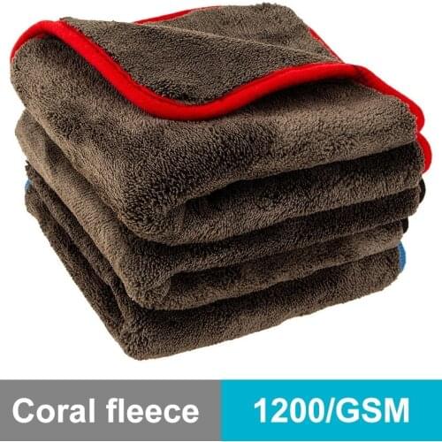 40x40cm 40x60cm 60x90cm 1200GSM Thick Car Wash Microfiber Towel Plush Cleaning Drying Cloth Car Care Cloth Detailing Polishing