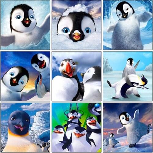 5D Diy Diamond Painting Penguin Diamond Embroidery Cross Stitch Full Rhinestone Diamond Mosaic Animal Home Decorative Gift gx