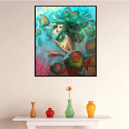 Diamond Embroidery Ocean Women Fish Patterns 100% Full DIY 5D Diamond Painting Rhinestones Cross Stitch Diamond Mosaic