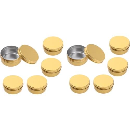 Pack Of 10pcs 100ml Aluminum Round Lip Balm Tin Container Bottle With Tight Screw Lids - Golden