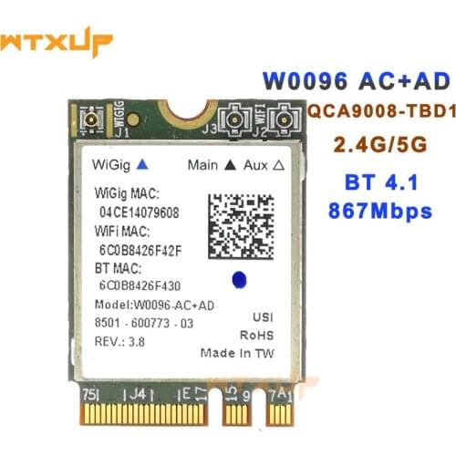 Atheros QCA9008-TBD1 W0096-AC+AD Wireless AC+AD Bluetooth 4.1 QCA9008 WIFI Module 2.4G / 5G Dual Band WIFI Card 867Mbps