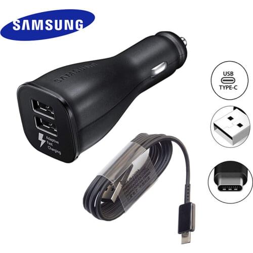 Samsung Car Charger Dual USB Adaptive Fast Adapter Micro/Type C Quick Data Cable For Galaxy s10 s9 s8 Plus s10+ Note 10 plus 10