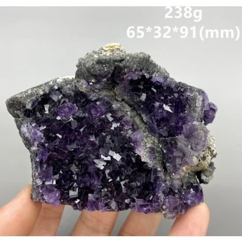 BIG! 238g Natural Octahedron Purple fluorite cluster mineral specimens Gem level Stones and crystals free shipping