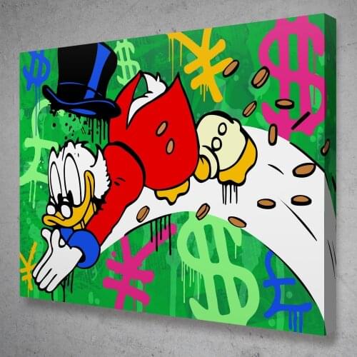 Disney Donald Duck Make Money Canvas Paintings on the Wall Art Posters and Prints Inspiring Pictures Kids Room Decor Cuadros
