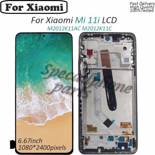 AMOLED For Xiaomi MI 11i LCD Display With Frame Touch Panel Screen digitizer For Mi 11i M2012K11G Pantalla