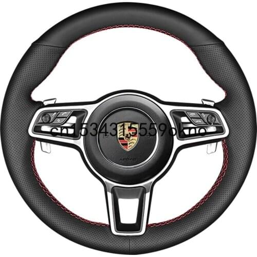DIY Sew Customized Steering Wheel Cover For Porsche Panamera Macan 2014-21 Car Accessories