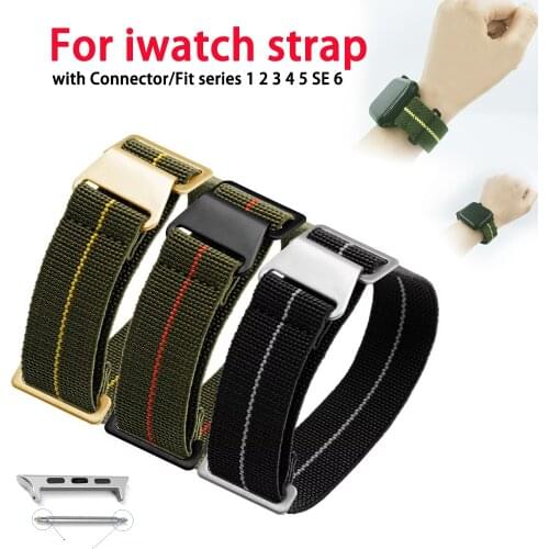 Elastic Nylon Watch Band for Apple Watch 6 5 4 3 Band 42mm 38mm 40mm 44mm for Iwatch Series 6 French Troops Parachute Bag Strap