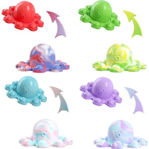 Popping Fidget Relieve Stress Toys Rainbow Push Bubble Antistress Toys Children Sensory Toy To Relieve Autism Octopus Key Chain