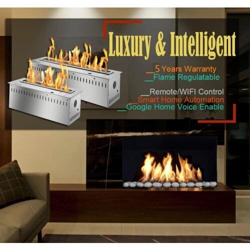 Inno-Fire 36 inch silver or black real fire intelligent auto double sided ethanol insert fireplace