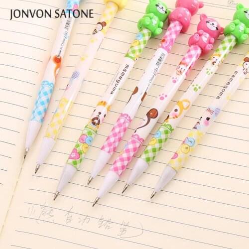 Jonvon Satone 5 Pcs Cute Bear Automatic Pencil 0.7mm Plastic Pencil Writing Student Stationery Wholesale Cute Pencils For School