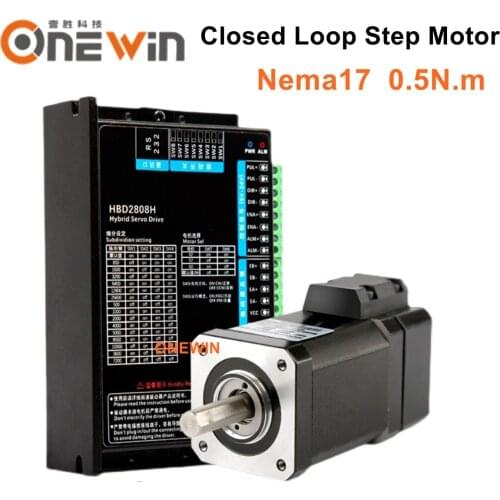 2 phase Nema17 0.5N.m Closed Loop Stepper Motor Kit 42mm 42HB250-48B with HBD2808H Hybird step servo driver