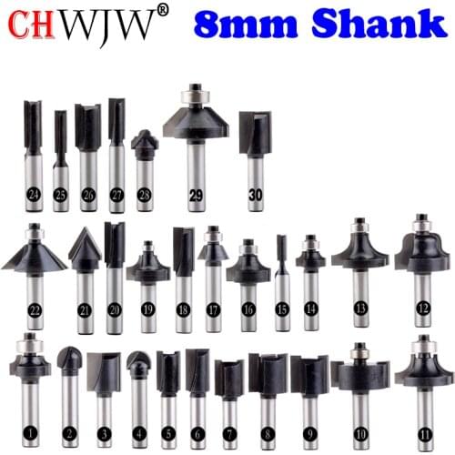 1pc 8mm Shank wood router bit Straight end mill trimmer cleaning flush trim corner round cove box bits tools Milling Cutte CHWJW