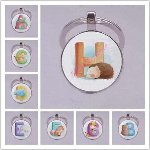 Cute Cartoon Animal keychain A-Z English alphabet keychain car wallet Handbags Accessories jewelry gift