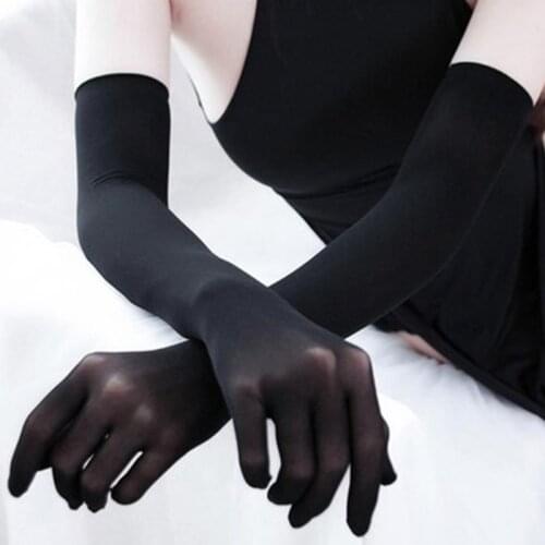 Summer Female Velvet Full Finger Elastic Anti-UV Non-slip Driving Gloves Sexy Thin Breathable Long Sunscreen Lace Gloves H83