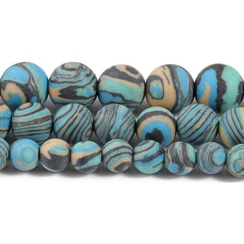 Matte Natural stone beads Blue Malachite Round Loose Stone Spacer Beads for DIY Necklace Bracelet Jewelry Making Size 6 -10mm