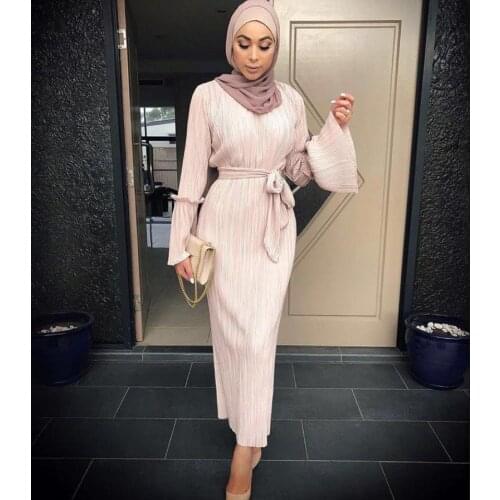 Muslim Adult Fashion Pleated Robe Musulmane Turkish Dubai Speaker sleeve Abaya Muslim Robe Arab Worship Service wj1867 wholesale