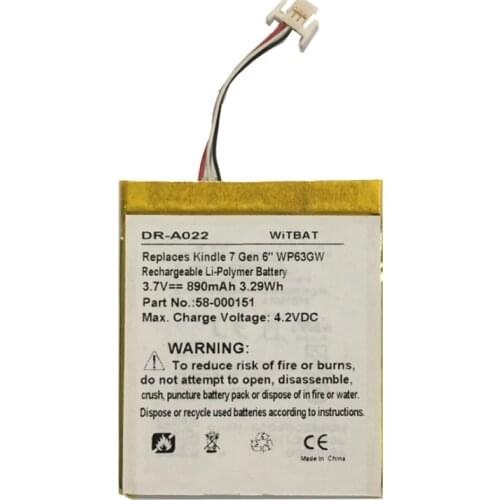 3.7V Battery for Amazon Kindle 7 Kindle 7th Generation E-Book E-Reader Li-Polymer Polymer Rechargeable Accumulator Replacement