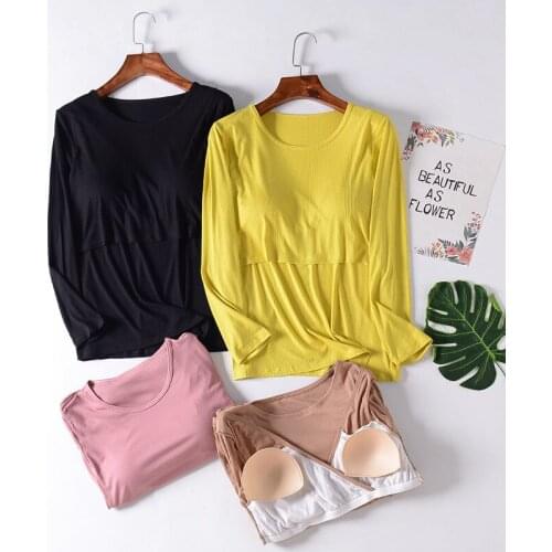 Fdfklak Spring Autumn Long Sleeve Modal New Maternity Pajamas For Nursing Mothers Night Feeding Nightie Pregnancy Pijama