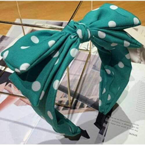 Lovely Dots Bow Headband Women Rabbit Ear Knot Hairband Double Layers Bow Knotted Hairband Adults Headdress Dots Print Headband