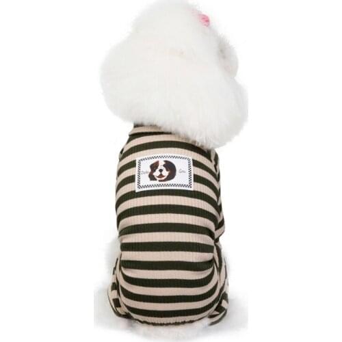 Pet Clothes Soft Stripe Pet Dog Pajamas Pet Jumpsuit Cute Dog Bodysuits For Small Dogs Cats Pet Clothing